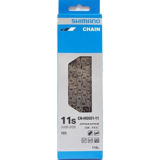 Цепь SHIMANO HG601, 11 скоростей, 116 звеньев, замок цепи SM-CN900-11 (1шт), ROAD/MTB/E-BIKE совместимость ICNHG60111116Q Цепь SHIMANO HG601, 11 скоростей, 116 звеньев, замок цепи SM-CN900-11 (1шт), ROAD/MTB/E-BIKE совместимость ICNHG60111116Q