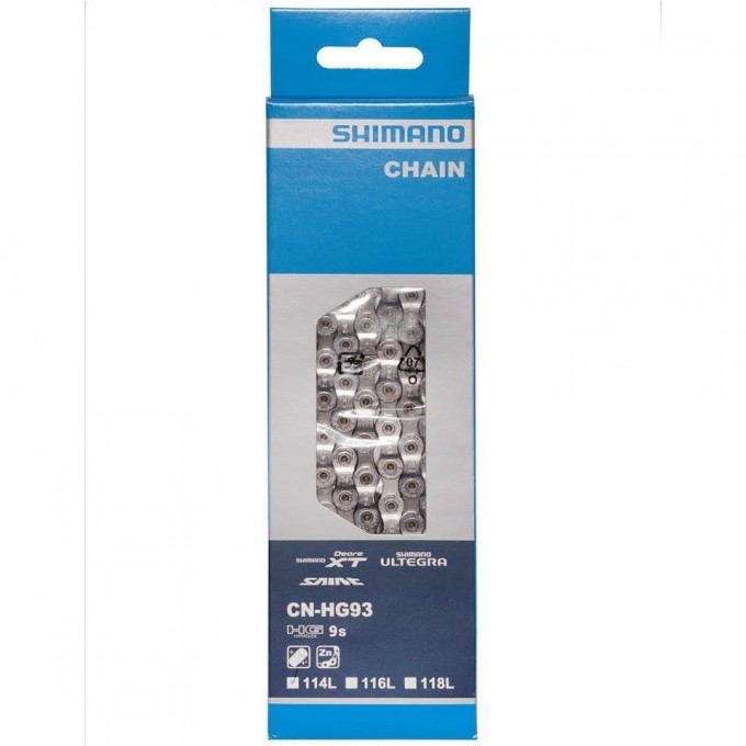 Цепь SHIMANO XT, HG93, 9скоростей, 118 звеньев, ампульный пин (1 шт) ICNHG93118I Цепь SHIMANO XT, HG93, 9скоростей, 118 звеньев, ампульный пин (1 шт) ICNHG93118I