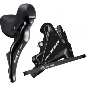 Шифтер/Тормозная ручка SHIMANO 105, ST-R7025 левый,BR-R7070, 2 скорости, J-KIT, под дисковый тормоз 140 мм, полимерный