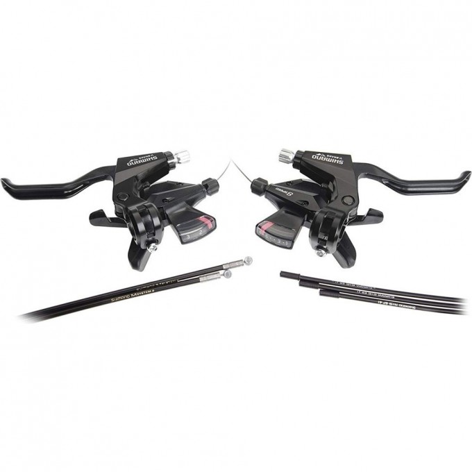 Шифтер/Тормозная ручка SHIMANO ALTUS, M310, левый/правый, 3X8 скоростей, трос+оплетка, черный ESTM3102PTA3L Шифтер/Тормозная ручка SHIMANO ALTUS, M310, левый/правый, 3X8 скоростей, трос+оплетка, черный ESTM3102PTA3L